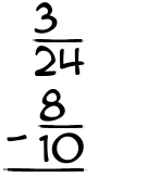 What is 3/24 - 8/10?