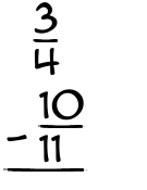 What is 3/4 - 10/11?