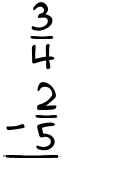 What is 3/4 - 2/5?