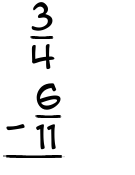 What is 3/4 - 6/11?