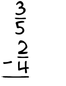 What is 3/5 - 2/4?