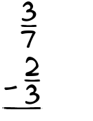 What is 3/7 - 2/3?