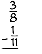 What is 3/8 - 1/11?