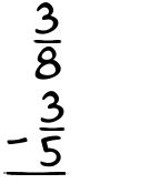 What is 3/8 - 3/5?