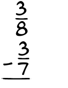 What is 3/8 - 3/7?