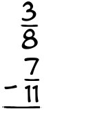 What is 3/8 - 7/11?