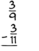 What is 3/9 - 3/11?