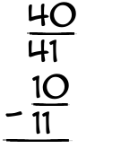 What is 40/41 - 10/11?