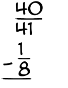 What is 40/41 - 1/8?