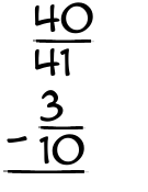 What is 40/41 - 3/10?