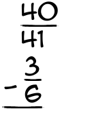 What is 40/41 - 3/6?
