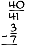 What is 40/41 - 3/7?