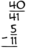 What is 40/41 - 5/11?