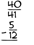 What is 40/41 - 5/12?