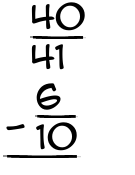 What is 40/41 - 6/10?
