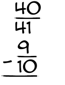 What is 40/41 - 9/10?