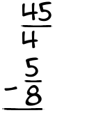What is 45/4 - 5/8?