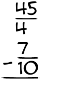 What is 45/4 - 7/10?
