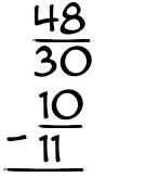 What is 48/30 - 10/11?