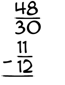 What is 48/30 - 11/12?