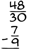 What is 48/30 - 7/9?