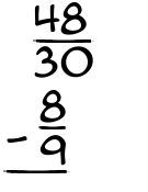 What is 48/30 - 8/9?