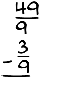 What is 49/9 - 3/9?