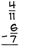 What is 4/11 - 6/7?