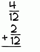 What is 4/12 + 2/12?