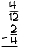 What is 4/12 - 2/4?