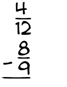 What is 4/12 - 8/9?
