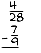 What is 4/28 - 7/9?