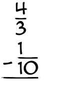 What is 4/3 - 1/10?