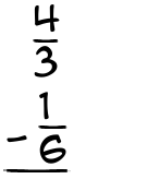 What is 4/3 - 1/6?