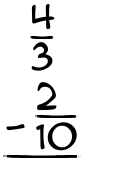 What is 4/3 - 2/10?