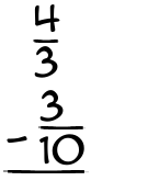 What is 4/3 - 3/10?