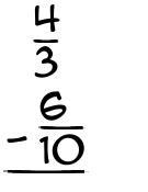What is 4/3 - 6/10?