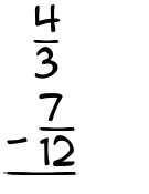 What is 4/3 - 7/12?