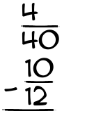 What is 4/40 - 10/12?
