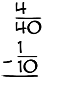 What is 4/40 - 1/10?