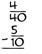 What is 4/40 - 5/10?