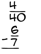 What is 4/40 - 6/7?