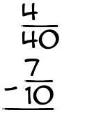 What is 4/40 - 7/10?