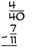 What is 4/40 - 7/11?