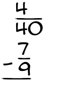 What is 4/40 - 7/9?