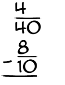 What is 4/40 - 8/10?