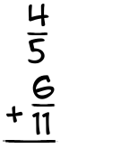 What is 4/5 + 6/11?