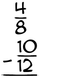 What is 4/8 - 10/12?