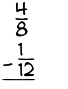 What is 4/8 - 1/12?