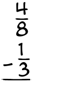 What is 4/8 - 1/3?